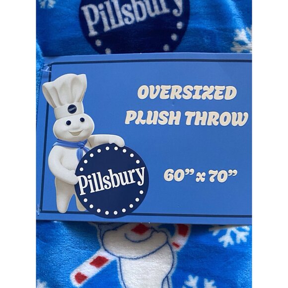 Pillsbury Doughboy Christmas Soft Plush Throw Blanket Oversized 60 X 70” Blue - Picture 2 of 13